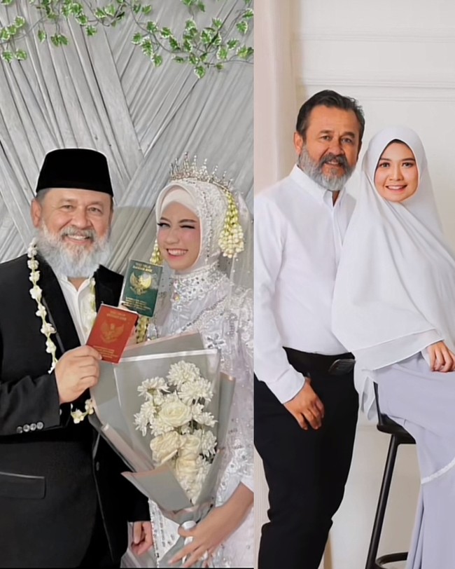 Unggahan Sita yang memperlihatkan foto pernikahannya ini langsung viral ditonton lebih dari 14,5 juta Views. Warganet ada yang ragu-ragu dengan sosok mempelai pria karena perbedaan usia sangat jauh. Namun ada juga yang memberikan ucapan doa. Foto: Dok. TikTok @sitahusin24.