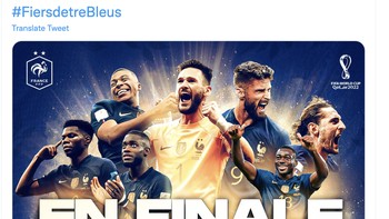 Prancis merayakan laju timnas ke final Piala Dunia 2022. Foto: Twitter