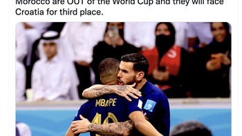 Prancis akan menghadapi Argentina di final Piala Dunia 2022. Foto: Twitter