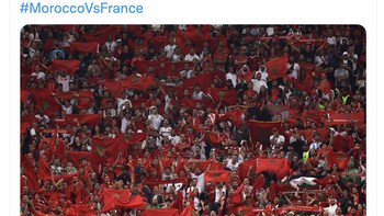 Terima kasih Maroko untuk performa di Piala Dunia yang indah dan membuat kita semua jatuh cinta, tulis akun ini. Foto: Twitter