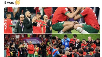 Berbagai macam prestasi besar ditorehkan Maroko di Piala Dunia kali ini. Foto: Twitter