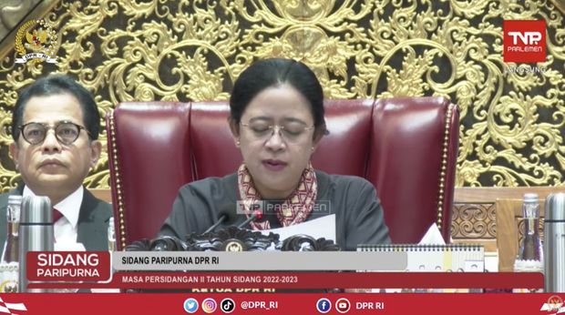 Rapat Paripurna DPR RI KE-13 Masa Persidangan II Tahun 2022 - 2023. (Tangkapan Layar Youtube DPR RI)