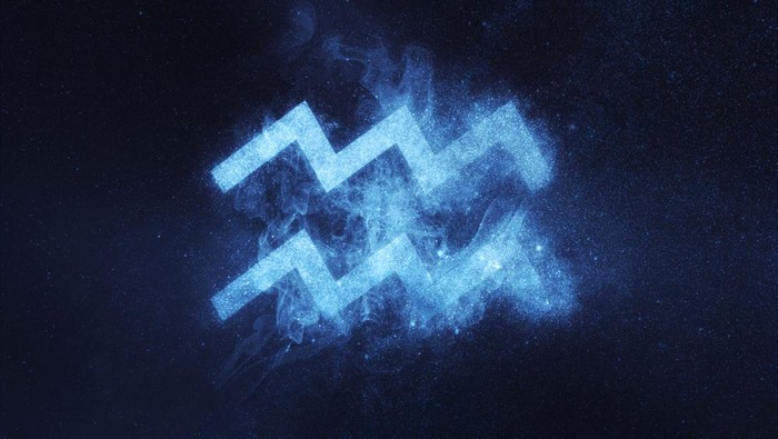 858083214 Aquarius Zodiac Sign. Abstract night sky background