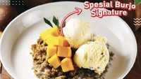 Salah satu menu signature Burjo Bar nih. Bubur kacang ijo dengan paduan es krim dan potongan mangga segar. Foto: Foto: Instagram burjobar