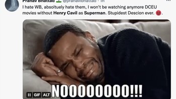 Patah hati fans saat mendengar kabar Cavill tak jadi Superman lagi. Foto: Twitter