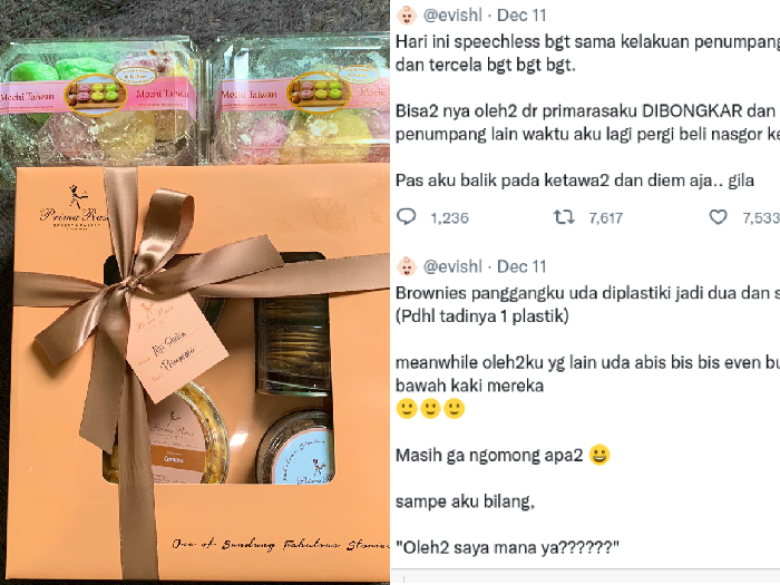 Oleh-oleh brownies dimakan penumpang lain