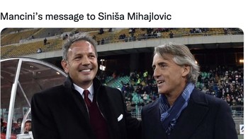 Sampai jumpa temanku Sinisa. Kamu berjuang seperrti singa, kamu akan selalu ada di sampingku, ucap Roberto Mancini. Foto: Twitter