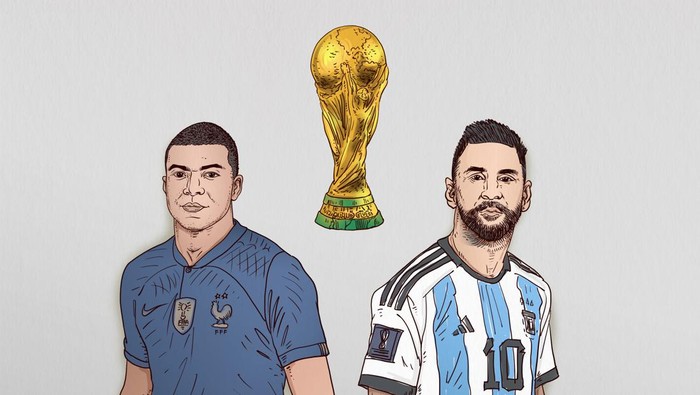 SUQIAN, CHINA - DECEMBER 18, 2022 - Illustration: Lionel Messi and Kylian Mbappe, December 18, 2022, Suqian, Jiangsu, China. (Photo credit should read CFOTO/Future Publishing via Getty Images)