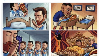 Final Piala Dunia 2022 akan mempertemukan Argentina vs Prancis yang akan digelar di Lusail Stadium, Qatar, malam ini. Foto: Twitter