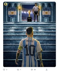 Netizen edit foto Lionel Messi yang akhirnya mengangkat trofi Piala Dunia 2022