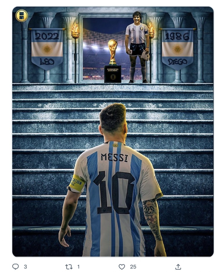Netizen edit foto Lionel Messi yang akhirnya mengangkat trofi Piala Dunia 2022
