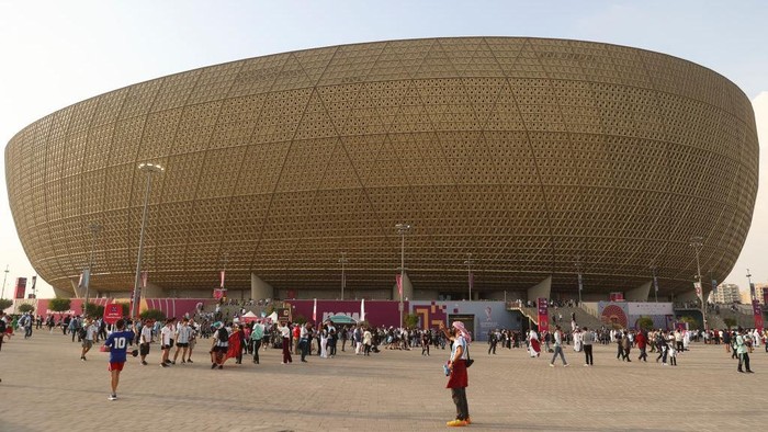 LUSAIL CITY, QATAR - DECEMBER 18: A general external view of the Lusail Stadium before the FIFA World Cup Qatar 2022 Final match between Argentina and France at Lusail Stadium on December 18, 2022 in Lusail City, Qatar. (Photo by James Williamson - AMA/Getty Images)