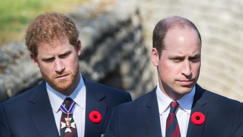 LILLE, FRANCE - APRIL 09:  Prince William, Duke of Cambridge and Prince Harry walk through a trench during the commemorations for the 100th anniversary of the battle of Vimy Ridge on April 9, 2017 in Lille, France.  (Photo by Samir Hussein/WireImage)