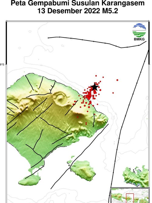 Peta gempa M 5,2 Karangasem