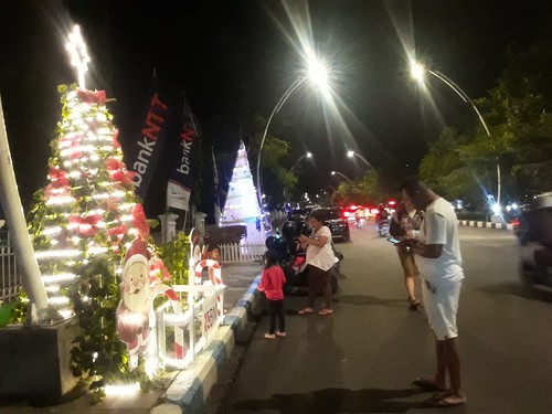 Ratusan pohon natal mulai berjejer menghiasi ruas Jalan El Tari Kupang, Nusa Tenggara Timur (NTT).