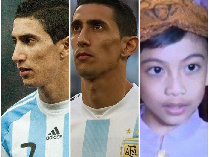 Foto kolase Jan Ethes dan pesepakbola Argentina, Angel Di Maria.