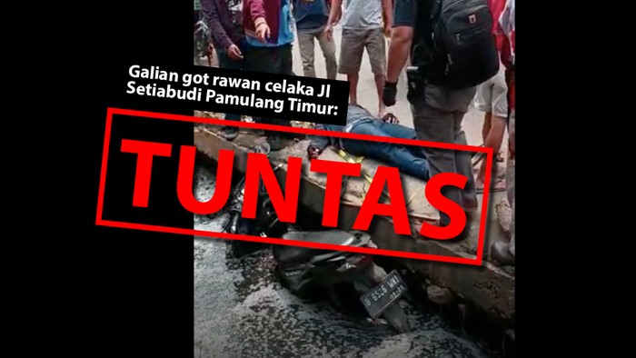 Galian got rawan celaka Jl Setiabudi, Pamulang Timur. (Mulya Prasetyo warga Pamulang Timur/Repro: Mindra Purnomo /Tim Infografis detikcom)