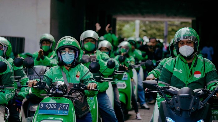 Hari Mitra Grab digelar di Yogyakarta, Minggu (11/12). Acara ini memberikan apresiasi kepada mitra, pekerja transportasi dan pelaku UMKM.
