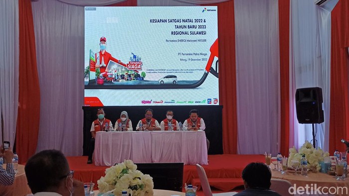 Kegiatan press conference PT Pertamina Patra Niaga Sulawesi dalam menjamin ketersediaan stok BBM jelang Nataru.