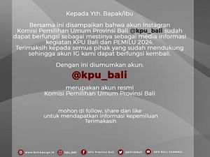 3 Pekan Diretas Hacker, Akun Instagram KPU Bali Sudah Pulih