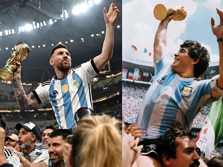 Mirip! Ini Momen-momen Maradona dan Messi dengan Trofi Piala Dunia