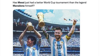 Pencapaian Messi di Piala Dunia 2022 ini lebih baik dari Maradona di 1986 secara statistik. Foto: Twitter