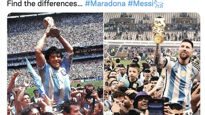 Heboh Adegan Messi Juara Piala Dunia Mirip dengan Maradona