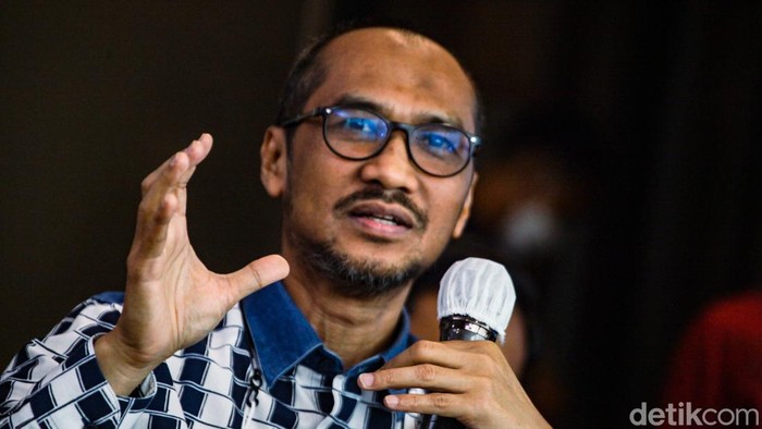 Eks Ketua KPK Abraham Samad saat meluncurkan aplikasi CEK PEMILU di kantor ASA Indonesia, Jakarta Selatan, Selasa (20/12/2022).