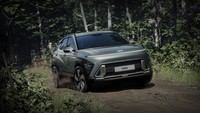 Tampang baru Hyundai Kona ini mengadopsi desain muka ala Stargazer ataupun Staria dari penggunaan lampu model “Seamless Horizon Lamp” lampu yang membentang di area depan. Foto: Hyundai