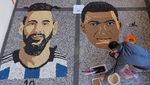 Kreatif! Seniman Kosovo Sulap Biji-bijian Jadi Wajah Messi dan Mbappe