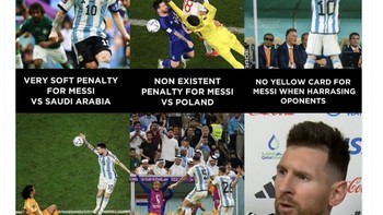 Bahkan ada fans Ronaldo yang menilai Piala Dunia kali ini curang dan membiarkan Messi melenggang meski sering melakukan kesalahan. Foto: Twitter