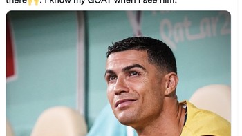 Messi butuh Piala Dunia untuk membuktikan dia GOAT. Ronaldo tidak membutuhkannya, rekornya ada, cetus netizen ini. Foto: Twitter