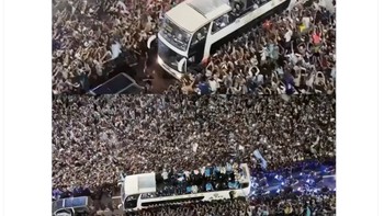 Tim Argentina telah tiba dan sepertinya tidak ada seorang pun yang tidur, tulis akun ini. Foto: Twitter