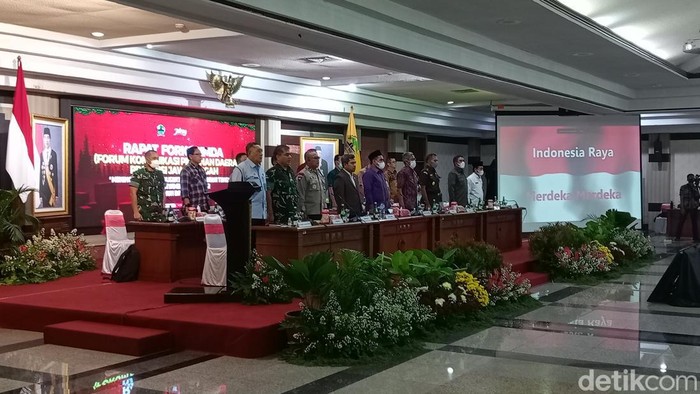 Rapat Forkopimda Jateng jelang Nataru 2022 di Gedung Gradika, Jalan Pahlawan, Semarang, Selasa (20/12/2022).
