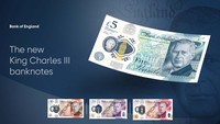 Potret Raja muncul pada desain yang ada dari keempat uang kertas dengan nomila £5, £10, £20, dan £50.