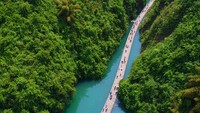 Di sekeliling jalan setapak dipenuhi pepohonan lebat.