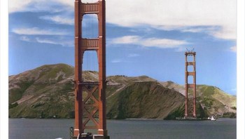 Pembangunan jembatan Golden Gate di San Francisco, Amerika Serikat, pada 1934. Foto: Twitter/HistoricalStuff