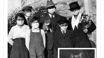 Foto keluarga saat wabah Flu Spanyol melanda di 1918. Foto: Twitter/HistoricalStuff