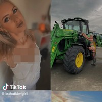 Wanita berambut pirang itu memang mendapat atensi dari netizen karena penampilannya. Meski bekerja di ladang dan tempat pemerahan susu sapi, ia tidak segan-segan tampil cantik dengan busana feminin dan makeup.Foto: TikTok itsthatkiwigirll