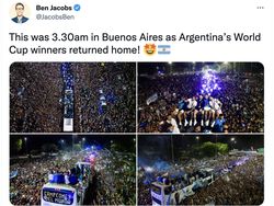 Netizen Terkesima 4 Juta Warga Argentina Sambut Messi Cs