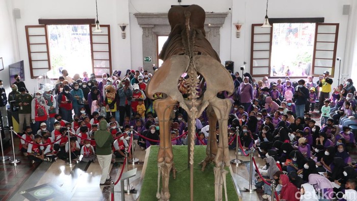 Pengunjung memadati Museum Geologi Bandung, Rabu (21/12/2022).