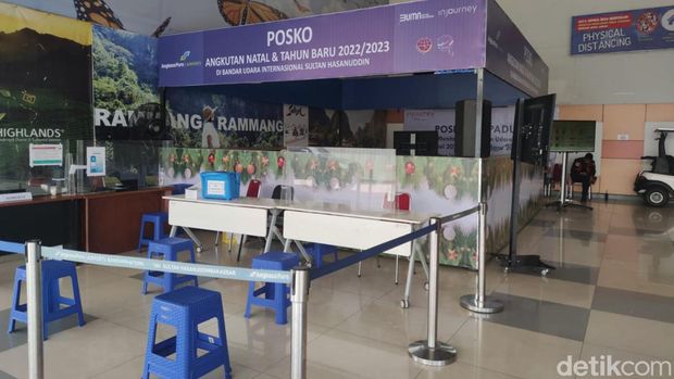 Pergerakan penumpang di Bandara Sultan Hasanuddin masih landai jelang Natal 2022.