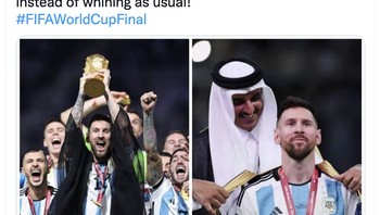 Secara kultural, pemakaian jubah ini adalah apresiasi tinggi di Qatar. Media barat yang abai harus belajar tentang budaya, cetus netizen ini. Foto: Twitter