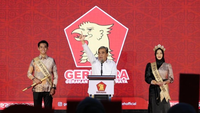 SekjenGerindra Muzani saat memberikan sambutannya. (Dok. Istimewa)