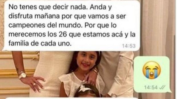 Jorgelina Cardoso membagikan tangkapan layar percakapan WhatsApp dengan sang suami, Angle Di Maria