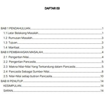 Contoh daftar isi.