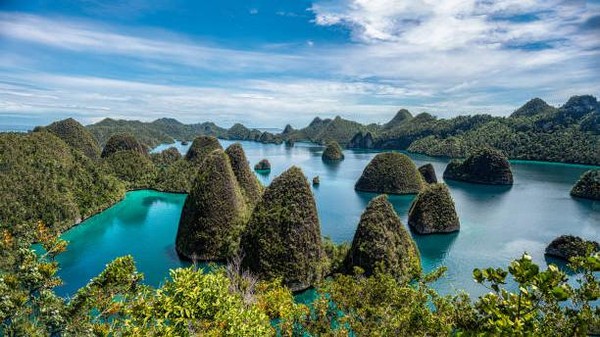 Raja Ampat, sebuah Kabupaten dan merupakan bagian dari Provinsi Papua Barat. Suguhan alam yang ditawarkan begitu mengagumkan, hingga bisa membuat wisatawan enggan pulang. (Roland Andika Setiawan/Getty Images)  