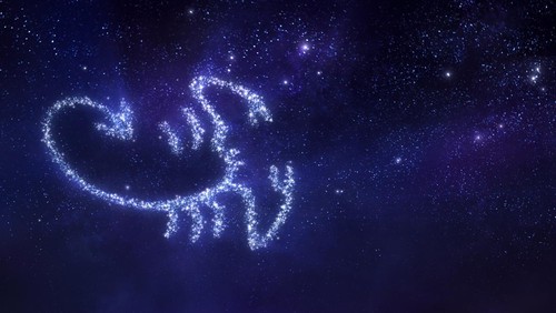 Scorpio zodiac sign on space background