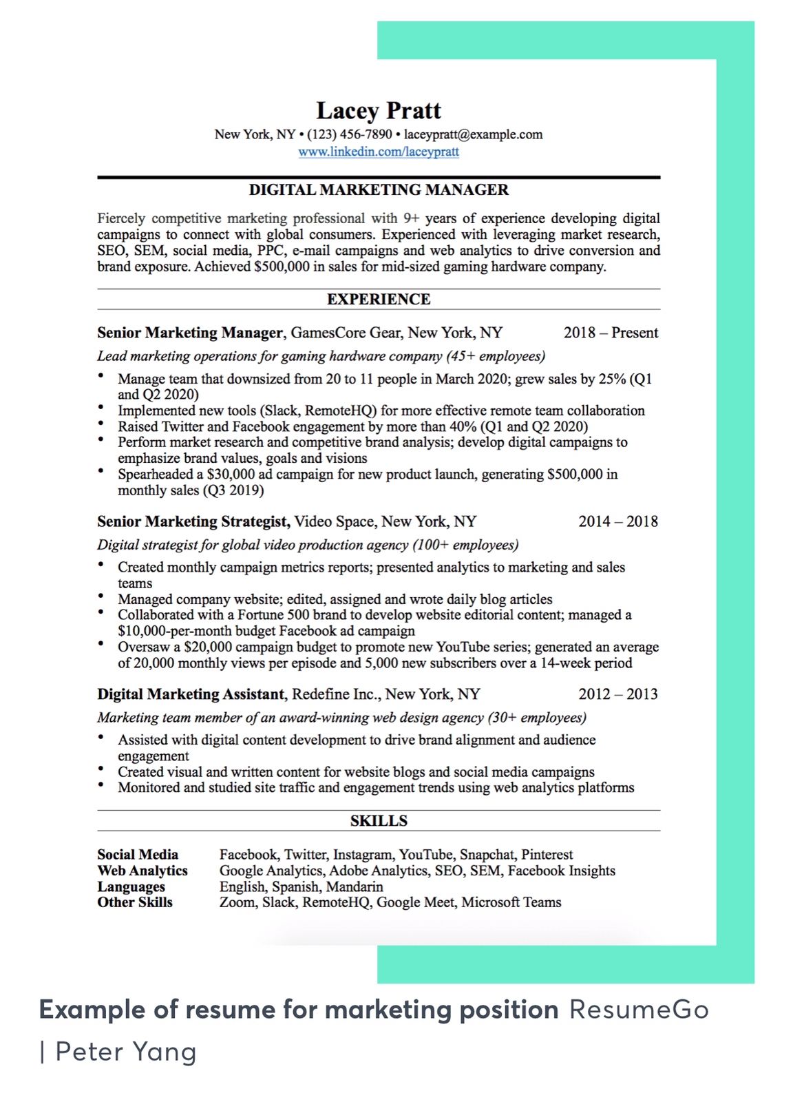 Contoh CV atau Resume. (Dok. CNBC Internasional)