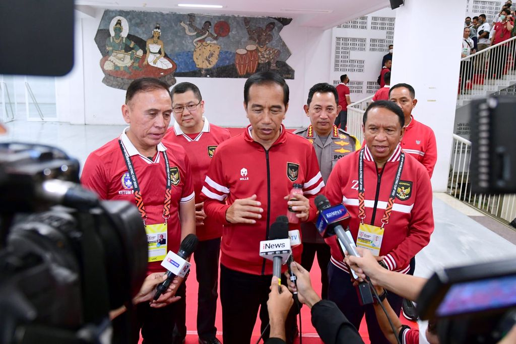 Jokowi sapa pemain timnas. 23 Desember 2022. (Muchlis Jr/Biro Pers Sekretariat Presiden)